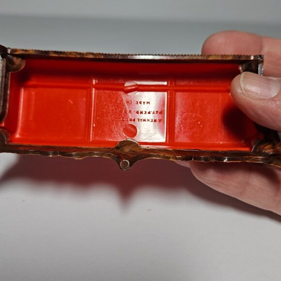 Vintage Renwal Plastic Dollhouse Davenport Couch Sofa Red w/Wood Detailing - Picture 7 of 9